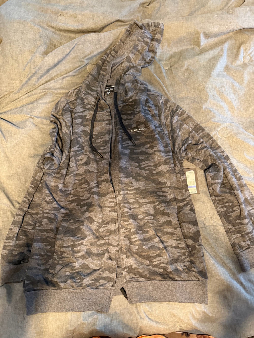 Kenneth Cole Gray Camo Zip-Up Hoodie